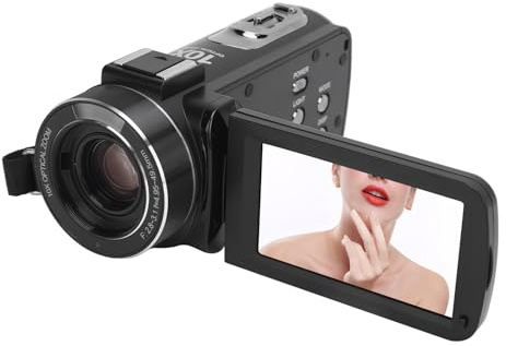Caméscope Numérique 4K, 4K 3MP Zoom Optique 10x Caméscope Rotatif à 180 ° Caméscope Vidéo 4K Anti-secousse avec écran Tactile IPS de 3 Pouces