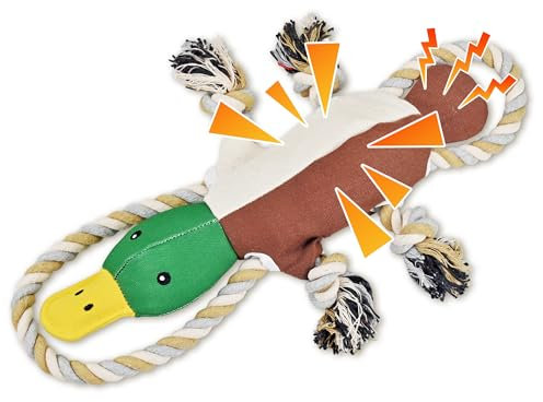Ousiya Hundespielzeug für Aggressive Kauer Ente Welpenspielzeug mit Knitterpapier und Quietsche, interaktives Tauziehen Hundespielzeug für kleine, mittlere und große Rassen