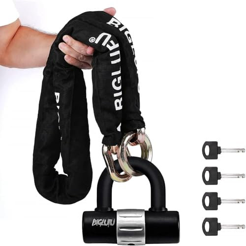 BIGLUFU Kettenschloss Fahrradschloss Kette aus Spezialstahl,15mm dicke Rundkette,Sicherheitslevel 10,für Fahrrad Motorrad Scooter