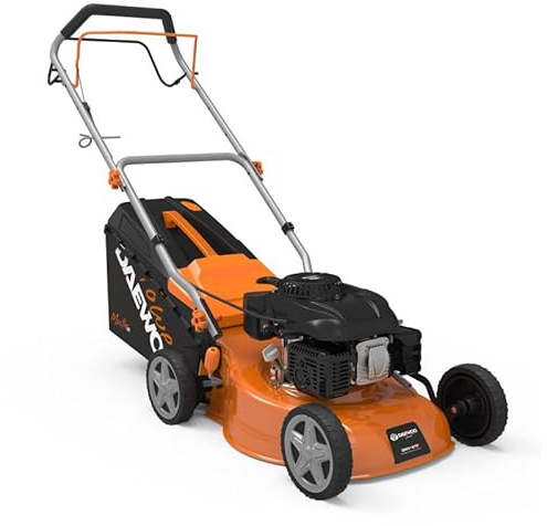 Daewo0 Cortacésped Gasolina DLM4300SP – Motor 98 CC, Ancho Corte 410 mm, Autopropulsado, Bolsa 45 L, Altura Regulable 25–75 mm 700.154