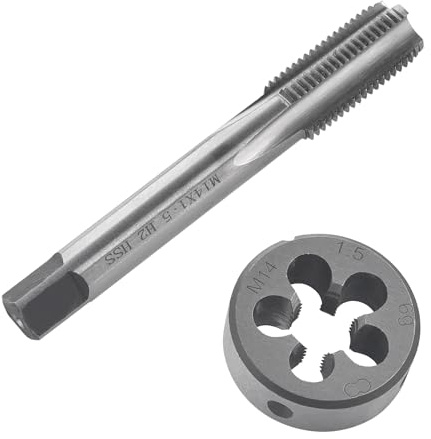 Gängad skärning M14 x 1,5 mm, HSS gängborr och skärjärnsset, högergänga fingängad skärare, rak räfflad gängskärare