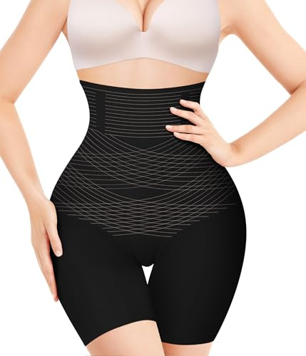 KUMAYES Culotte Gainante Femme Invisible Taille Haute Gaine Amincissante Ventre Plat Culottes Sculptantes Shorty Panty Minceur Shapewear Body Shaper (Noir, L)