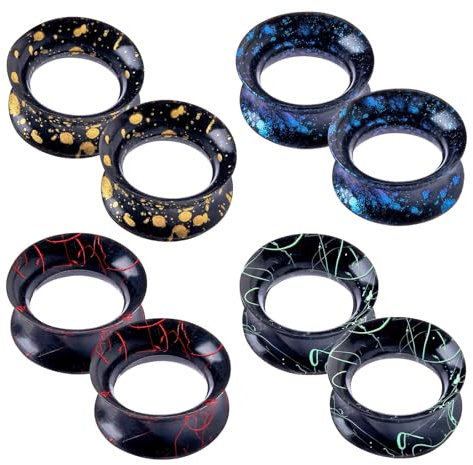Longbeauty 4 Paar Silikon Flesh Tunnel Set Weich Klassisch Bunt Double Flared Tunnel Plug Punk Unisex, Stil I, 10mm