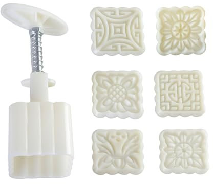 Lerpwige Mondkuchenform mit 6 Stempeln, ABS-Bohnenpasten, Kuchenform, handgepresste Eishaut, Dessertformen für Kochliebhaber