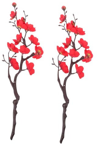 BESPORTBLE 2 Pièces Simulation Fleur de Prunier vignes artificielles avec des Fleurs Fausse Guirlande Fleur de Noel Fleurs de Noel Vase Fleur Garniture de Fleur de Prunier artificiels