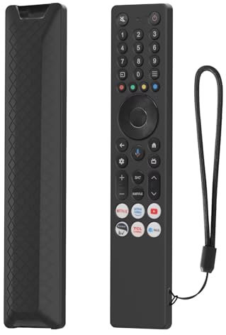 FTRONGRT Funda Compatible con TCL RC833A, Anti-Caída, Anti Choques, Ultrafino y Ligero Silicona Suave Mando a Distancia Funda Protectora. Negro