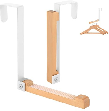 CM-UHNM dörrgarderob vikbar 2 set, dörrgarderob för upphängning hålfri garderob dörr hängande garderobskrok vikbar klädstång dörr dörrhängare 16 x 15,5 cm