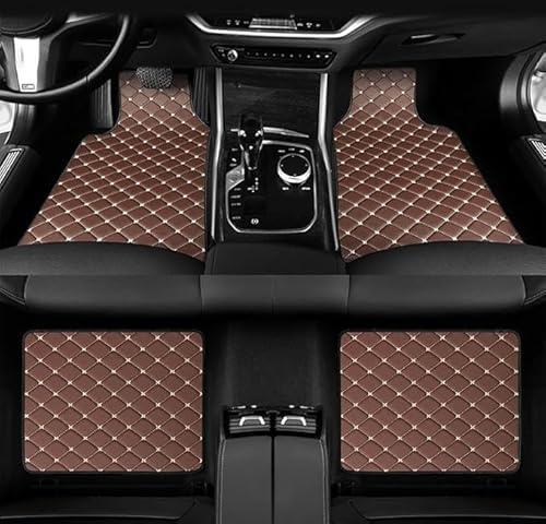 Tappetini Auto Pelle per BMW 3er Coupe Cabrio E92 E93 2006-2013, Tutte Le Stagioni Impermeabile Anti Scivolo Tappeti Anteriore Posteriore Tappeto Protezione Accessori,E/Brown
