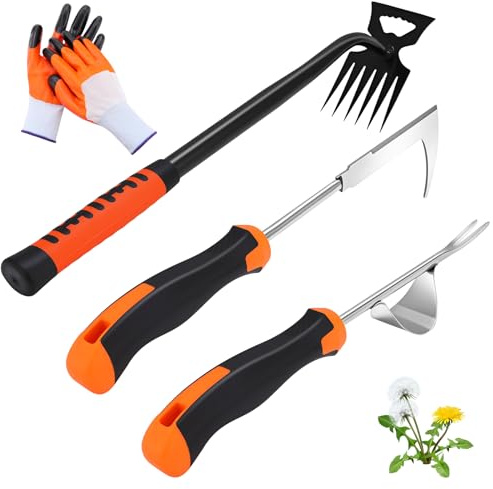 Hoemwarm Weed Puller Tool, Manual Portable Stainless Steel Weeder Puller Tool, Crack Weed Remover Gardening Tools for Garden Farm Backyard