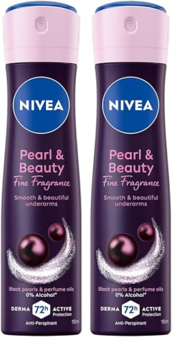 NIVEA Deodorante Spray Pearl & Beauty Fine Fragrance 150 ml, Deodorante donna antitraspirante per una protezione 72h, Formula con Estratti di Perla Nera e Oli profumati per un fragranza raffinata