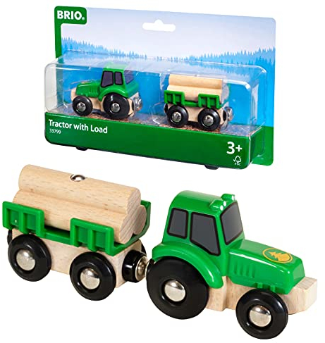 BRIO 33799 Traktor mit Holz-Anhänger