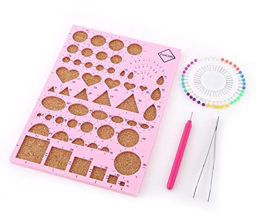 Paper Quilling DIY Craft Kit Template Board + Tweezer + Pins + Slotted Pen Quilling Tools Kit (Color : Pink)