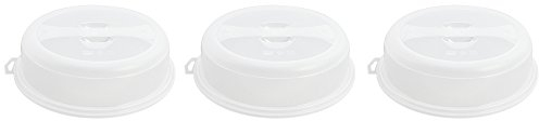 COM-FOUR® 3x Cubierta de plástico para microondas - Cubierta de microondas transparente - Cubierta de microondas Ø 26.5 cm (03 piezas - transparente)