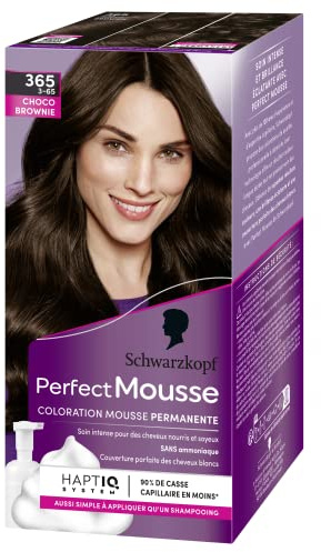 Schwarzkopf - Perfect Mousse - Coloration Cheveux - Mousse Permanente sans Ammoniaque - Masque Soin 96 % d'ingrédients d'origine naturelle - Choco Brownie 365, 1 Unité (Lot de 1)