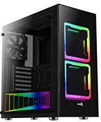 Aerocool TOR - Caja de ordenador, ATX, cristal templado, 2 ventiladores RGB 14cm, negro