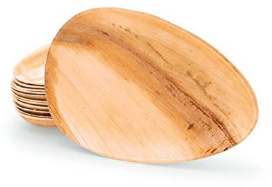 BOX And Tree | 25 Pièces Vaisselle Jetable Biodégradable Assiettes Jetable en Feuille de Palmier 24cm, Compostables, pour Soirée, Mariage, Anniversaire, Matériel Palmier Bois, Bambou