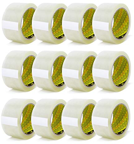 3M Scotch Paketklebeband 305 PP, geräuscharm abrollend, zum Verpacken, Verpackungsklebeband in 3M-Qualität, 66m x 50mm, Paketband (12 Rollen - transparent)