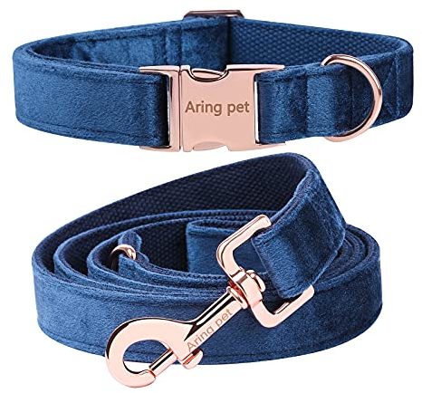 ARING PET Hundehalsband und Leine Set, Samt Hundehalsband und Leine, Bequemes Verstellbares Halsband&Leine Set für Jungen und Mädchen Hunde