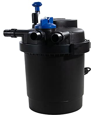AquaForte Filtro a pressione GPF-2500 (11 Watt), potenza 11 Watt, tensione 230 V, frequenza 50 Hz, ingresso/uscita 19/25/33 mm, portata consigliata, adatto per laghetti decorativi fino a 6.000 litri