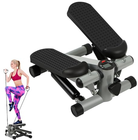 Panana Mini Stepper for Exercise, Low-Impact Stair Step Cardio Equipment with Resistance Bands, LCD Displaya, Anti -slip Foot Pedal, 330LBS Loading Capacity Home Workout