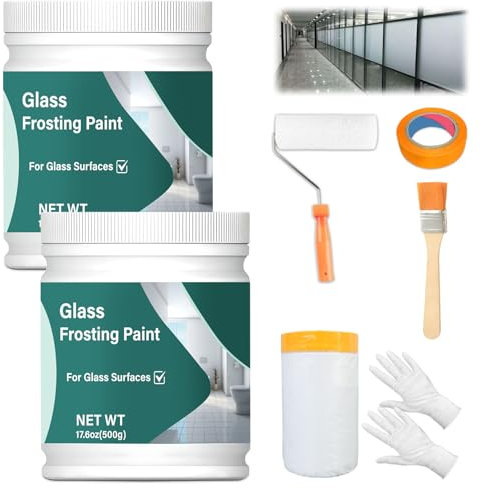 LAMXIN Frosted Glass Paint 1000g with Tools, Frosted Glass Spray Applies for Surface for Bathroom, Kitchen, Office, Sliding Door