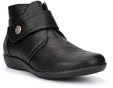 Generic Women's Wide Fit Ankle Boots, 6 UK X-Wide, Black, Wedge Heel, 3 cm, Wedding, Formal, Solid, Ankle-High, Comfort, BOOT