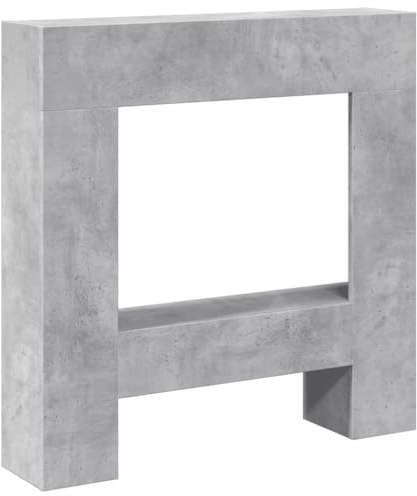 vidaXL Kaminumrandung Betongrau 81x18x82 cm Holzwerkstoff