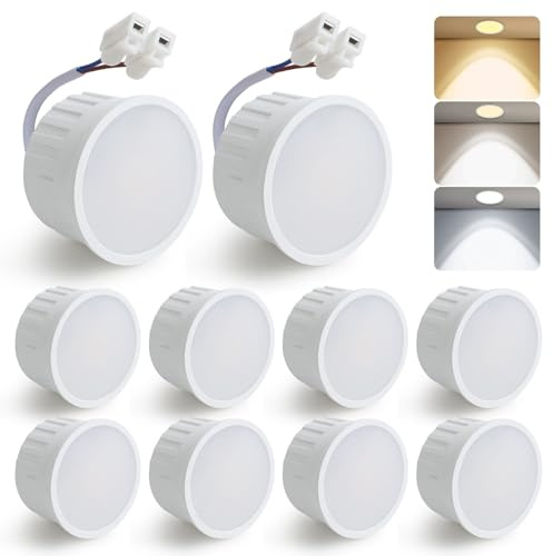 HCFEI LED-modul Ultra platt Ø 50 x 24 mm för infälld spotlight, 5 W 450 lm 110° 230 V, varmvit, naturvit, kallvit, ersätter GU10 MR16 ljuskällor, IP44 vattentät (10-pack)