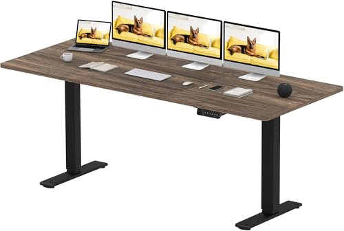 SANODESK Höhenverstellbarer Schreibtisch 200×80 cm – Elektrischer Sitz-Steh-Tisch mit Dualmotor, Großer Arbeitstisch für Büro & Home Office(schwarz+braun)