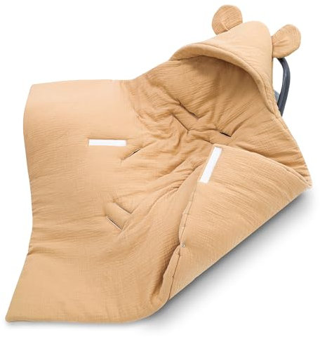 Einschlagdecke Musselin Babyschale Baby Decke 90x90 cm - Winterschlafsack Blanket Fußsack Kinderwagen Zubehör für Neugeborenen und Kleinkinder Winter Einschlagsdecken Beige