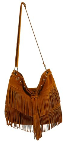 ORFOFE Bolso Bandolera Mujer Retro con Flecos Vintage Diseño Versátil Hombro y Cruzado Color Marrón