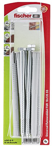 Fischer 62416 Lot de 4 Chevilles pour cadre/ossature FUR 10 x 135 mm SS K