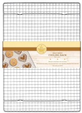 Mrs. Anderson's Baking Professional Cooling Rack, Heavy Duty Steel, Fits Half Sheet Pans, 16.5 x 11.875 x 0.625-Inches