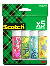 Scotch Permanent-Klebestift, 8 g, 5 Stifte - Sicherer und Kinderfreundlicher Kleber für Kunst und Bastelarbeiten, Starker Klebstoff für Schule & Bürobedarf