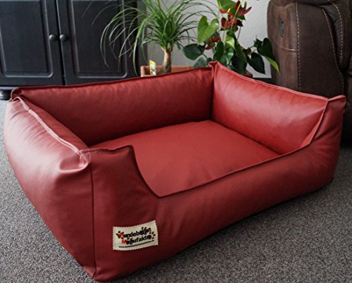 Hundebettenmanufaktur 110 cm X 85 cm Panier de Chien Similpelle Cuir synthétique Rouge Brique
