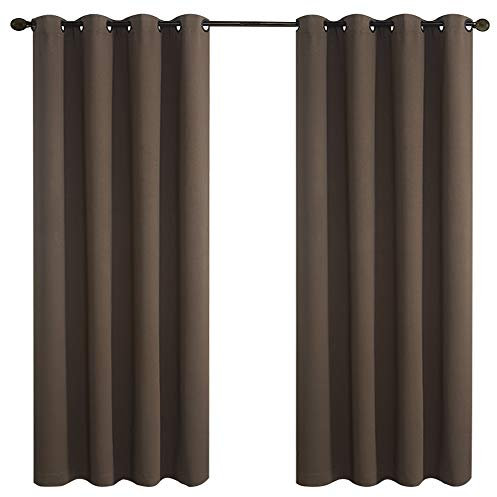 Rose Home Fashion Juego de 2 Cortinas Opacas con Ojales para Dormitorio y Sala de Estar, Altura 175 cm, Ancho 140 cm, Color marrón
