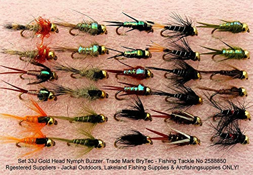 GOLD HEADED Trout Flies x 30 - Set 33J - Hook Size 10 - UK Trout Fly Fishing