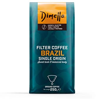 Dimello Brazil (250g) – Strong Arabica Ground Filter Coffee, Sweet Taste & Balanced Body – Single Origin, Medium Roast, Brazil (Brazil, 250g)