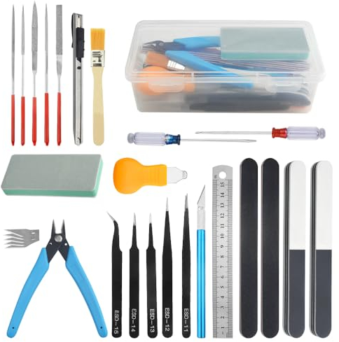 BGTXINGI 28PCS Modeler Basic Tools Craft Set Gundam Model Tools Kit with Plastic Box Hobby Model Assemble Building Repairing and Fixing DIY Craft Kit