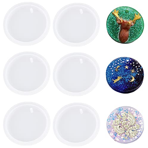 Liitata 6 Stück Runder Schlüsselbund Silikonform Transparente Runder Anhänger Gießformen Schmuck Harzformen mit Löchern für DIY Schmuck Basteln