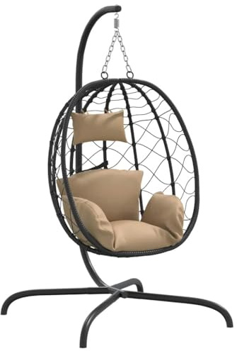 vidaXL Fauteuil Suspendu avec Coussin en polyrotin et Acier Taupe
