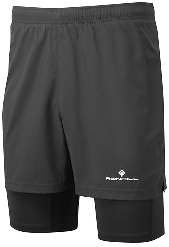 Ronhill Running, Men's Core Twin 2in1 Short, All Black with Reflect, Size M