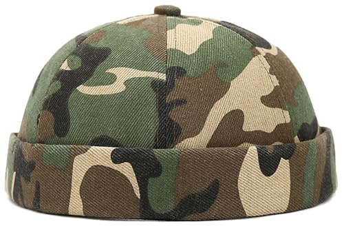 XYIYI Mens Docker Cap Brimless Hats Skullcap Worker Sailor Cap Rolled Cuff Retro Beanie Hat