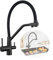Kitchen Tap, 3 Way Kitchen Tap with Pull Out Stream Pull Down Faucet 360° Swivel Cold and Hot Mixer with Drinking Filtered Water Outlet, Black