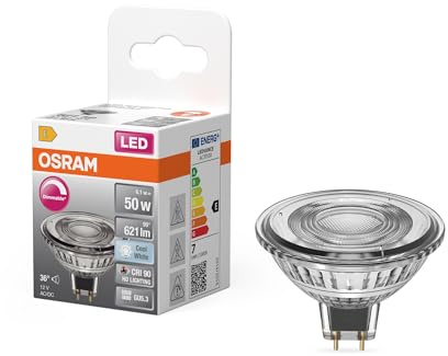 OSRAM LED Spot Reflector Superstar MR16 50 dimmable, 4000 K neutral white, 6.1 W, GU5.3, 36°, 621 lm, 25,000 h, low voltage, for spot lighting