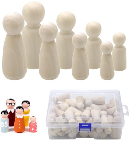 50 stycken träfigurer för målning, träfigurer dockor gör-det-själv naturliga spelfigurer trä familjeuppsättning figurer träfigurer bröllop för födelsedag dekoration måla hantverk