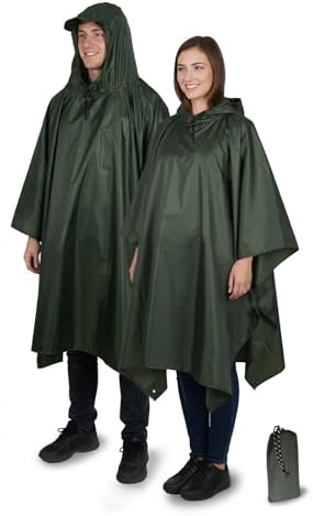 AUGOOL Poncho Pluie Imperméable Cape de Pluie Adulte avec Capuche - Léger Réutilisable Respirant Multifonctionnel 3 en 1 - pour le Camping, la Randonnée, le Cyclisme et la Pêche, Unisexe