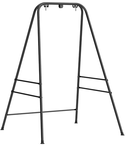 Outsunny Soporte para Silla Colgante y Hamaca, 183 cm, Soporte para Columpio con Estructura de Acero, Almohadillas Antideslizantes y 2 Mosquetones, para Interior y Exterior, Carga 150 kg, Negro