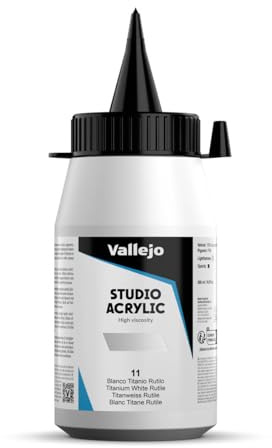 Vallejo - Colores acrílicos studio 500ml, color blanco de titanio