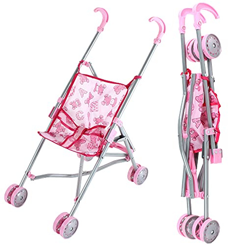 Clement Clementine - Cochecito - Juguete para Niño - 103131 - Rosa - Tela - Cochecito - Bebé - Recién Nacido - Muñeca - Muñeco - Paseo - 54 cm x 20 cm - A Partir de 24 Meses
